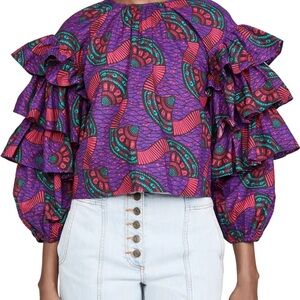 Ulla Johnson Tulia Ruffle Sleeve Top Size 10